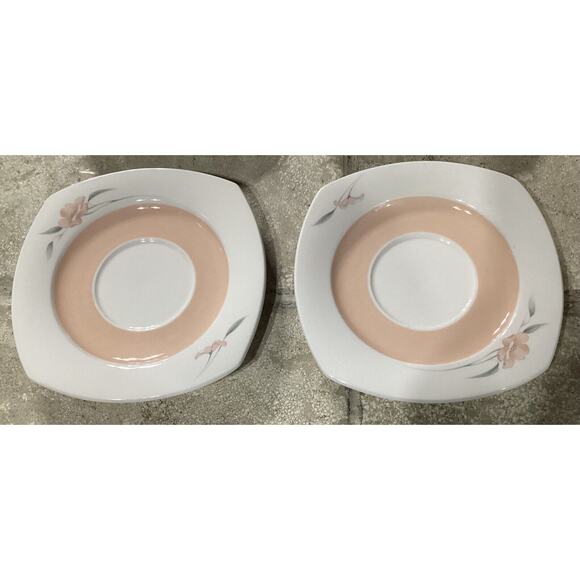 Lot Of 4 Vintage Nikko Japan Quadrille Peachglow Saucers 6” - Picture 6 of 7